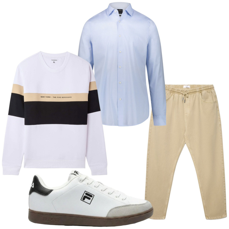 Outfit uomo - Total look #2460052. Stile Trendy per Tutti i giorni. Abbinamento con sneakers, felpe con cappuccio, pantaloni, camicie.