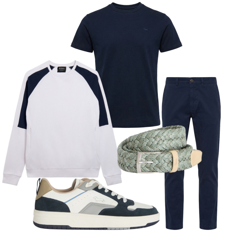 Outfit uomo - Total look #2460053. Stile Urban per Tutti i giorni. Abbinamento con t-shirt, pantaloni, cinture, sneakers, felpe.