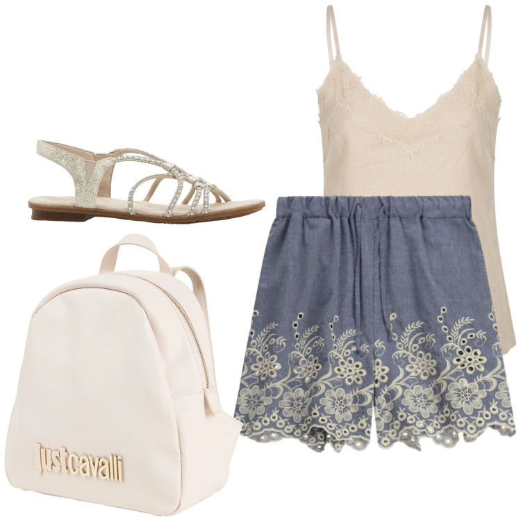 Outfit donna - A volte basta un paio di shorts. Stile Casual per Tutti i giorni. Abbinamento con zaini, sandali, shorts, top.