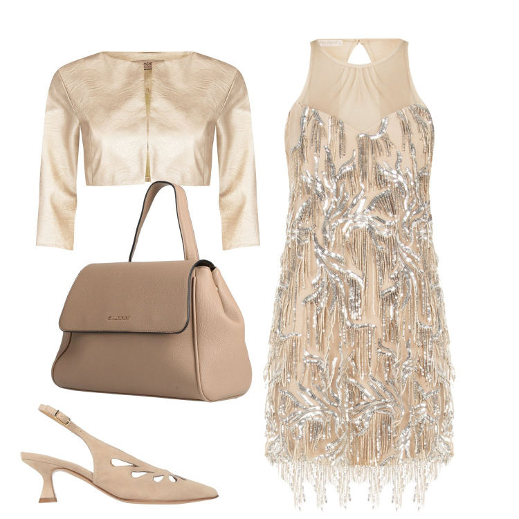 Outfit donna - Glam. Stile Glamour per Cerimonia. Abbinamento con zaini, décolleté, vestiti corti, bolero.