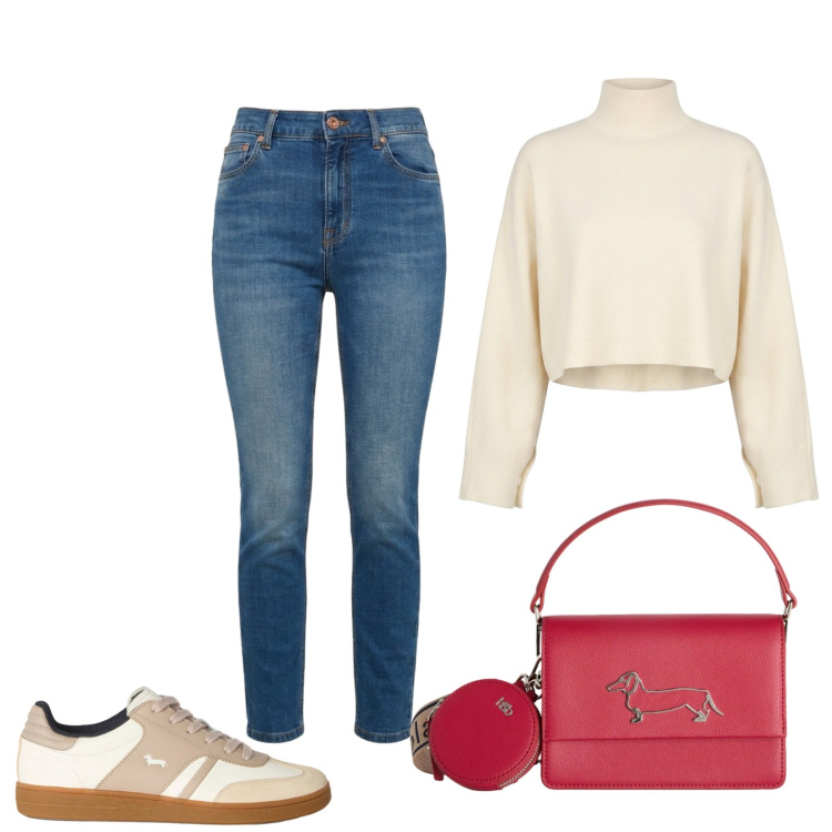 Outfit donna - Il basic .. Stile Basic per Tutti i giorni. Abbinamento con jeans, sneakers, borse a tracolla, maglieria.