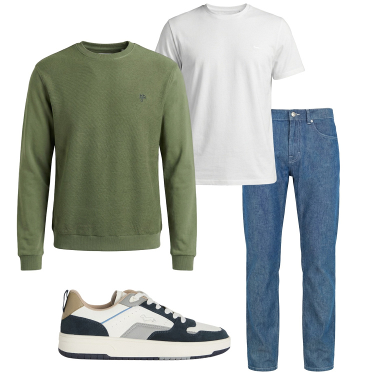 Outfit uomo - Harmont & Blaine. Stile Urban per Tutti i giorni. Abbinamento con felpe, t-shirt, jeans, sneakers.