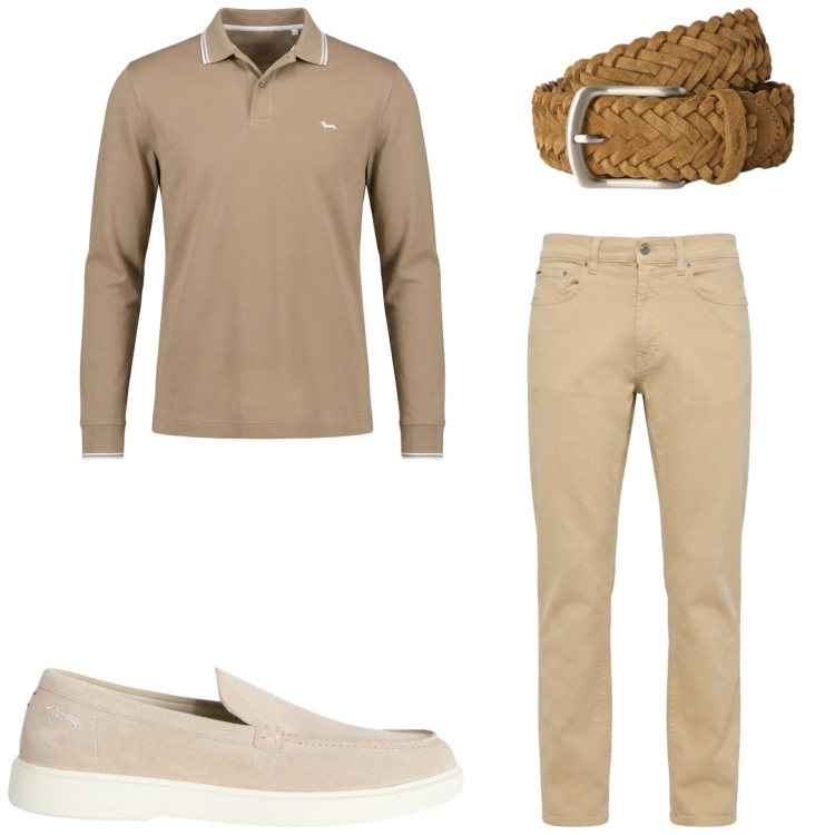 Outfit uomo - Harmont &Blaine. Stile Casual per Tutti i giorni. Abbinamento con scarpe stringate, polo, cinture, pantaloni.