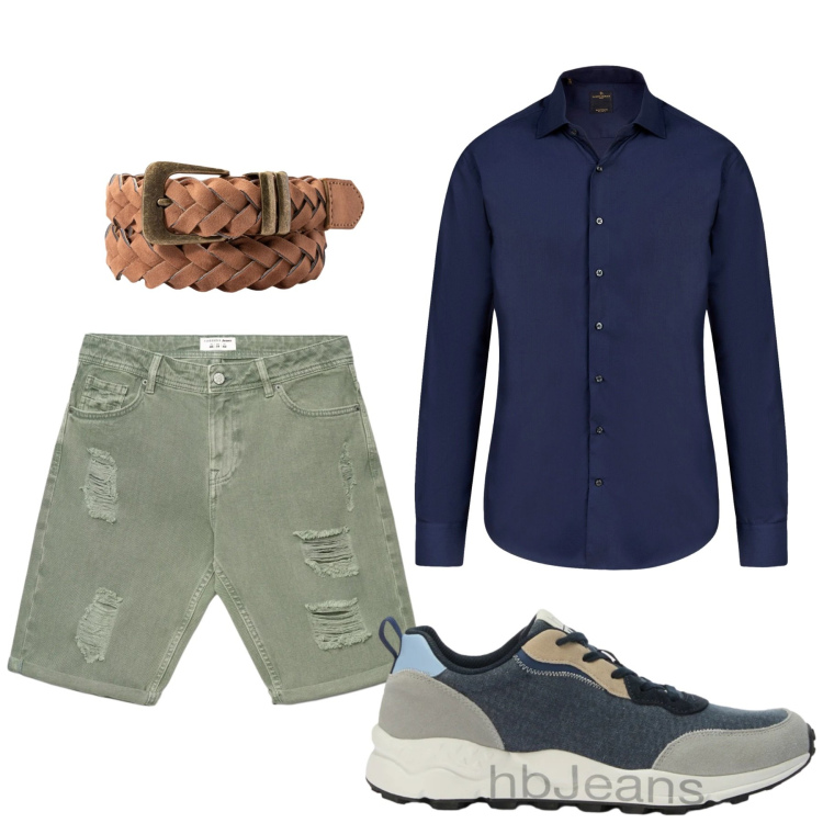 Outfit uomo - Total look #2460244. Stile Casual per Serata speciale. Abbinamento con bermuda, sneakers, camicie, cinture.