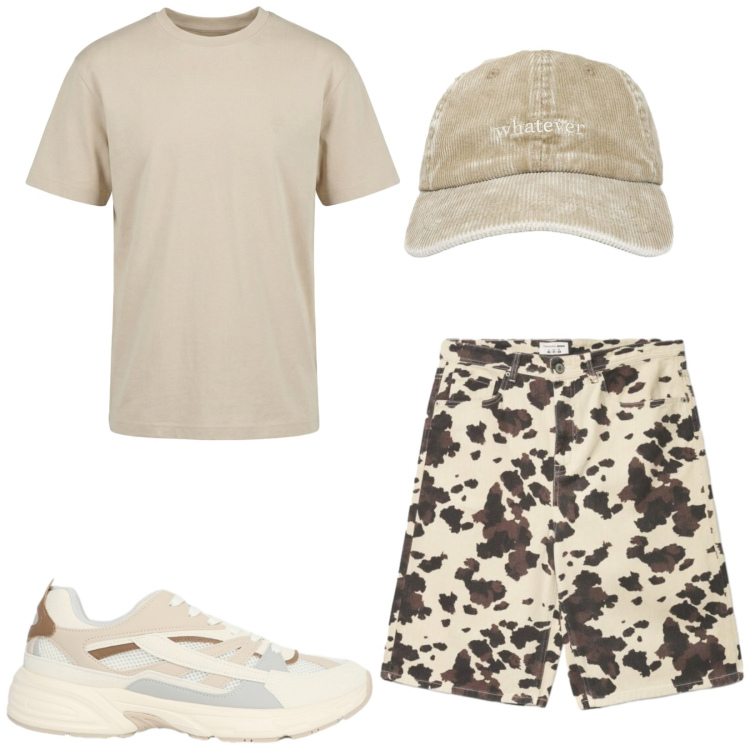 Outfit uomo - Total look #2460292. Stile Trendy per Sport. Abbinamento con sneakers, bermuda, cappelli con visiera, t-shirt.