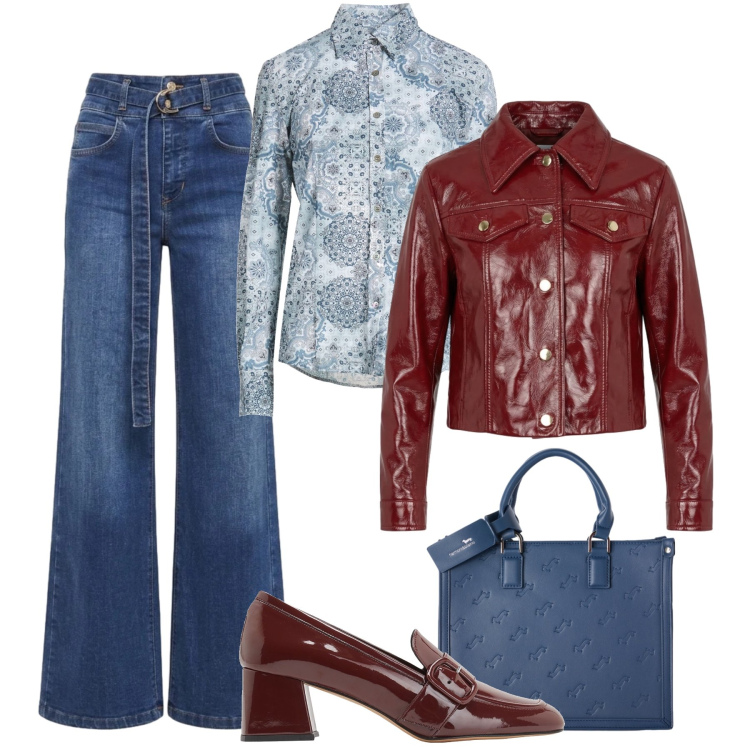 Outfit donna - New 70s style. Stile 70s per Tutti i giorni. Abbinamento con mocassini, camicie, giacche, borse a mano, jeans.