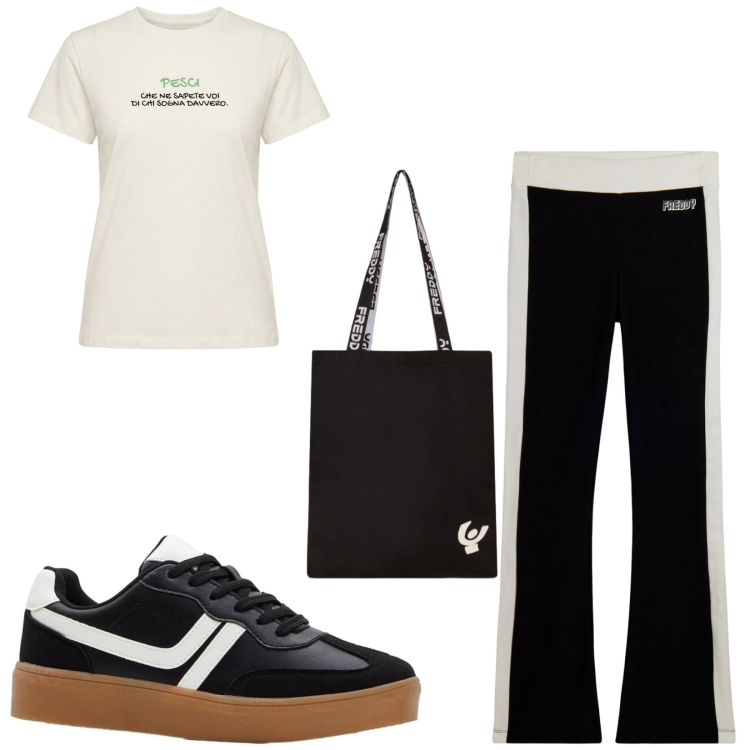Outfit donna - Total look #2460298. Stile Urban per Sport. Abbinamento con sneakers, pantaloni, borse sportive, t-shirt.