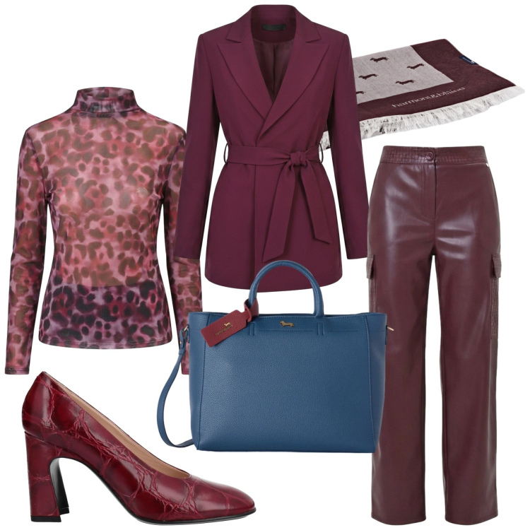 Outfit donna - Total look #2460303. Stile Glamour per Serata fuori. look ideale per Tall. Abbinamento con décolleté, borse a mano, sciarpe, pantaloni cargo, blazer, t-shirt.