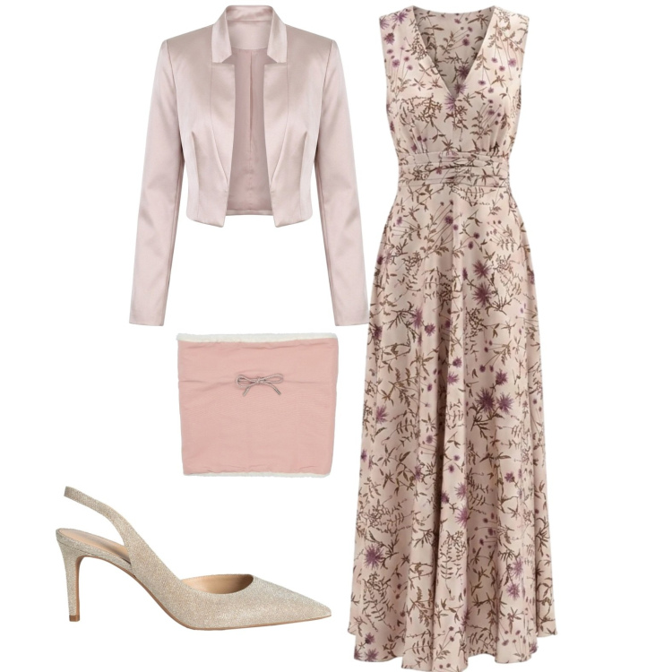 Outfit donna - Chic. Stile Chic per Cerimonia. Abbinamento con décolleté, sciarpe, vestiti lunghi, bolero.