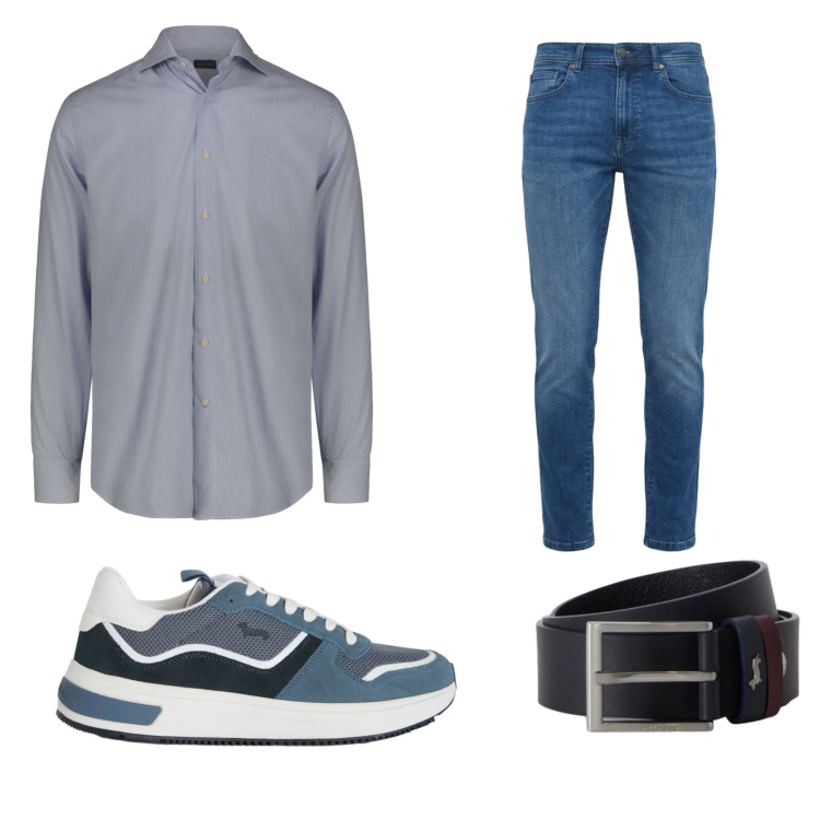 Outfit uomo - Vittorio. Stile Casual per Tutti i giorni. Abbinamento con jeans slim fit, cinture, sneakers, camicie.