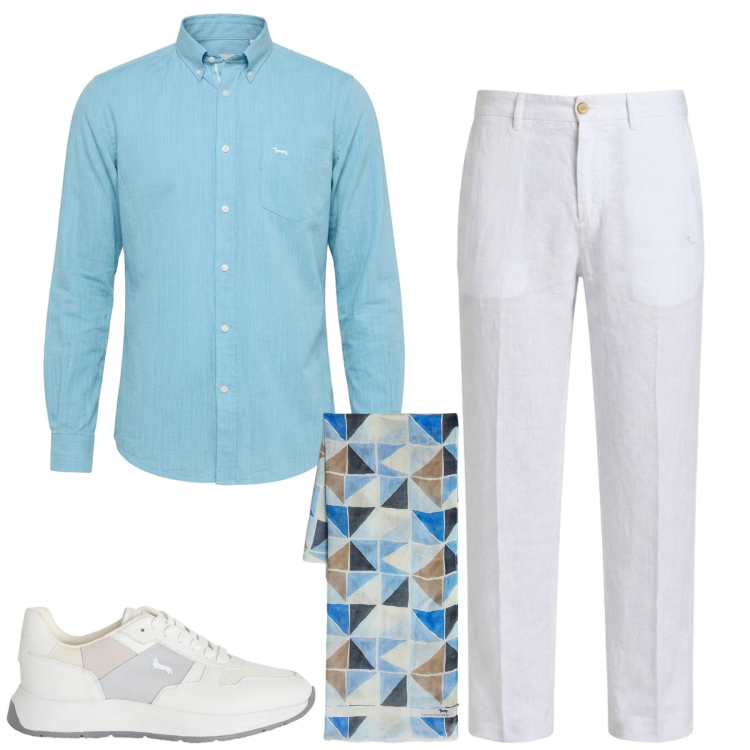 Outfit uomo - Total look #2460362. Stile Casual per Tutti i giorni. Abbinamento con sciarpe, sneakers, pantaloni chino, camicie.
