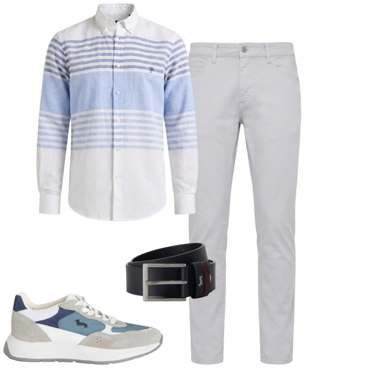 Outfit uomo - Total look #2460363. Stile Casual per Tutti i giorni. Abbinamento con sneakers, pantaloni, camicie, cinture.