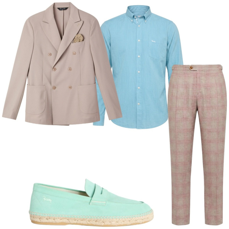 Outfit uomo - Total look #2460384. Stile Casual per Tutti i giorni. Abbinamento con giacche, espadrillas, pantaloni, camicie.