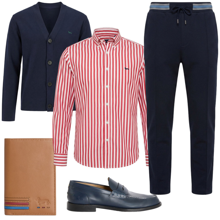 Outfit uomo - Total look #2460399. Stile Casual per Tutti i giorni. Abbinamento con cardigans, portafogli, scarpe stringate, pantaloni, camicie.