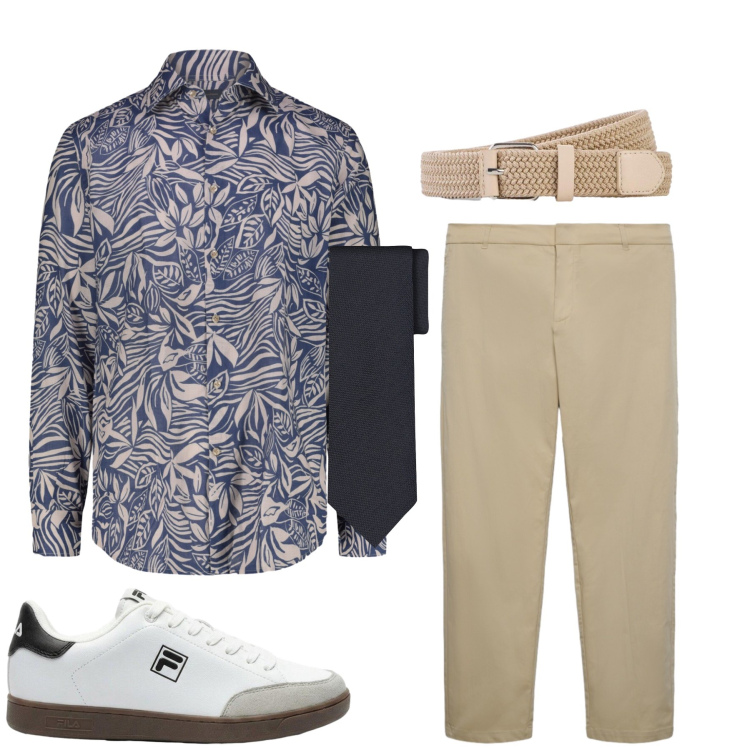 Outfit uomo - Total look #2460405. Stile Casual per Tutti i giorni. Abbinamento con sneakers, cinture, pantaloni chino, camicie, cravatte.