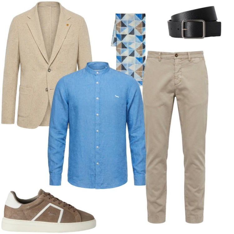 Outfit uomo - Total look #2460424. Stile Business/Elegante per Ufficio. Abbinamento con pantaloni chino, sciarpe, giacche, camicie, cinture, sneakers.