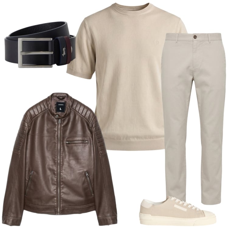 Outfit uomo - Ritorno in città. Stile Casual Abbinamento con sneakers, t-shirt, pantaloni, cinture, giacche.
