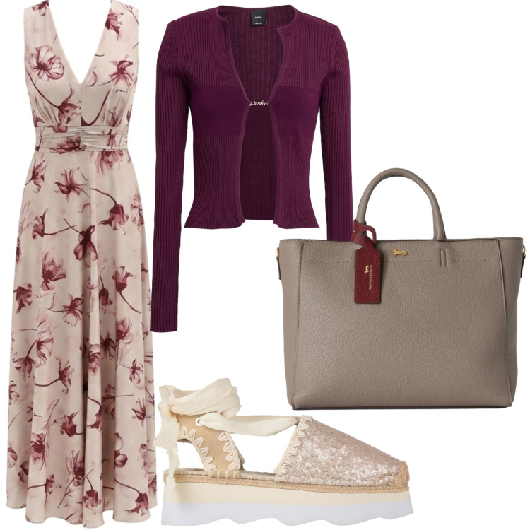 Outfit donna - Serata con gli amici. Stile Casual chic per Serata fuori. Abbinamento con cardigans, décolleté, borse a mano, vestiti lunghi.