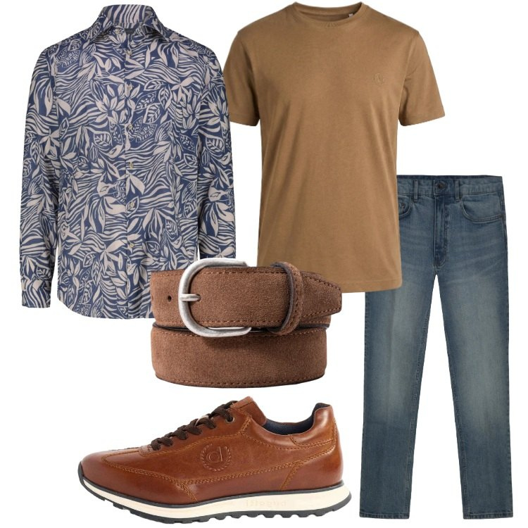 Outfit uomo - Trend camicia e t-shirt. Stile Trendy per Serata speciale. Abbinamento con sneakers, t-shirt, cinture, jeans, camicie.