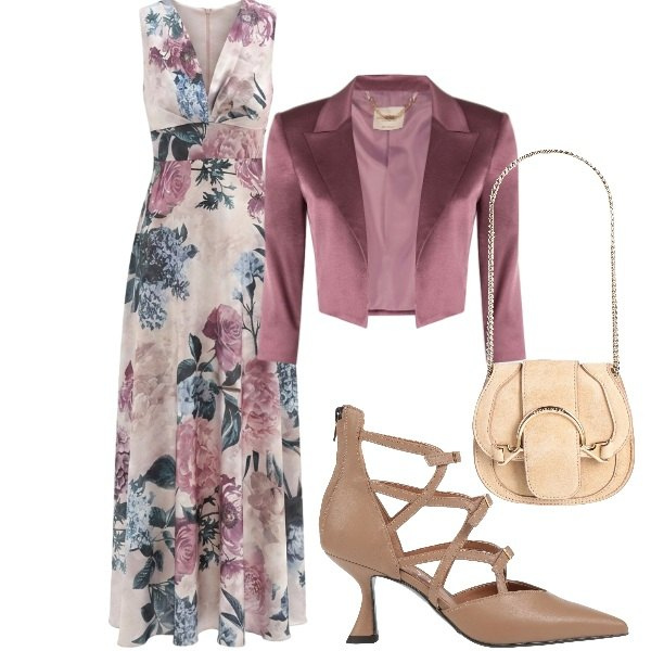 Outfit donna - Matrimonio in vista. Stile Glamour per Cerimonia. Abbinamento con marsupi, décolleté, vestiti lunghi, bolero.