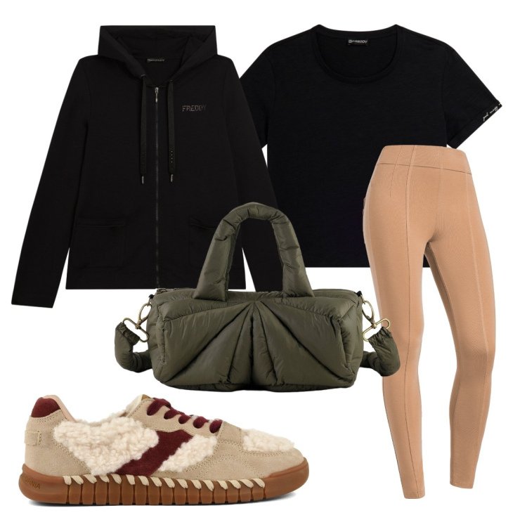 Outfit donna - Back with the over sweatshirt. Stile Basic per Scuola/Università. Abbinamento con pantaloni, felpe con cappuccio, t-shirt, borse a mano, sneakers.