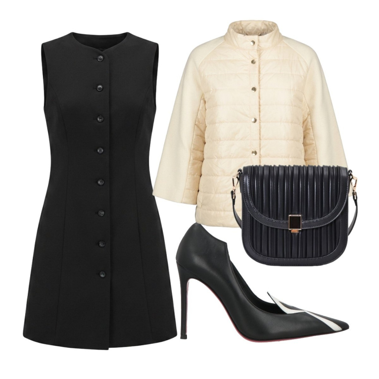 Outfit donna - Nel segno della vergine. Stile Bon Ton per Ufficio. Abbinamento con décolleté, vestiti corti, borse a tracolla, blazer.