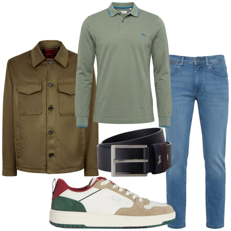 Outfit uomo - Total look #2460696. Stile Trendy per Serata speciale. Abbinamento con polo, jeans slim fit, sneakers, cinture, giacche.