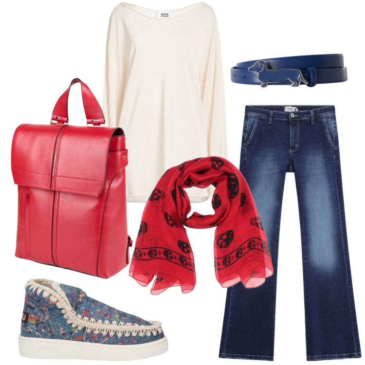 Outfit donna - Borsa professionale. Stile Basic per Tutti i giorni. Abbinamento con stivaletti, zaini, sciarpe, pullovers, cinture, jeans.