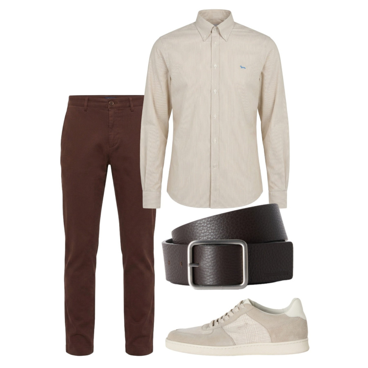 Outfit uomo - Agosto. Stile Casual per Tutti i giorni. Abbinamento con camicie, sneakers, pantaloni, cinture.