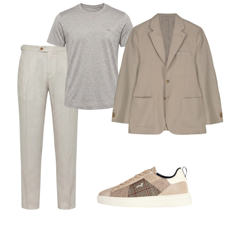 Outfit uomo - Agosto. Stile Casual per Tutti i giorni. Abbinamento con t-shirt, pantaloni chino, sneakers, giacche.