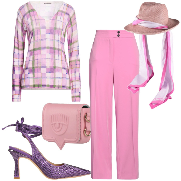 Outfit donna - Casual. Stile Casual per Tutti i giorni. Abbinamento con décolleté, cappelli, marsupi, pantaloni, pullovers.