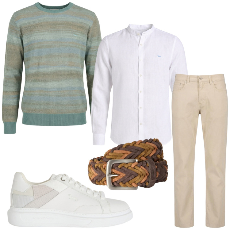 Outfit uomo - Total look #2460813. Stile Business/Elegante per Ufficio. Abbinamento con sneakers, pullovers, pantaloni, camicie, cinture.