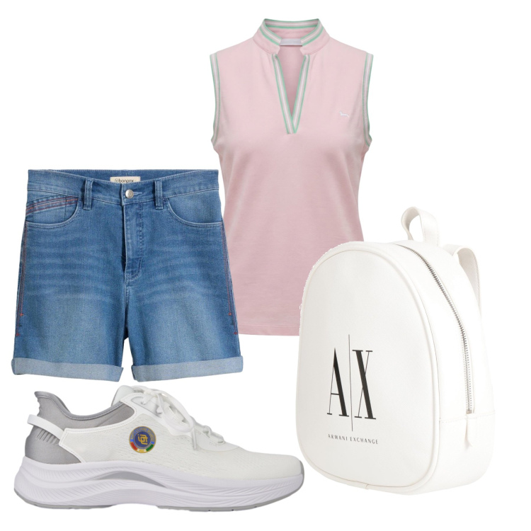 Outfit donna - Total look #2460825. Stile Sporty chic per Sport. Abbinamento con zaini, shorts, polo, scarpe sportive.