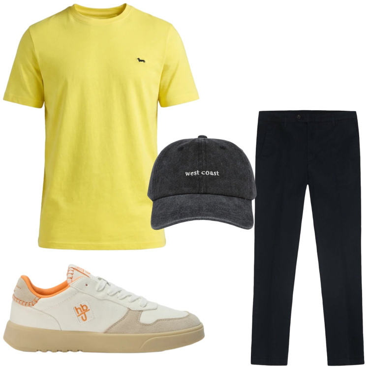 Outfit uomo - Total look #2460902. Stile Casual per Tutti i giorni. Abbinamento con t-shirt, sneakers, cappelli con visiera, pantaloni.