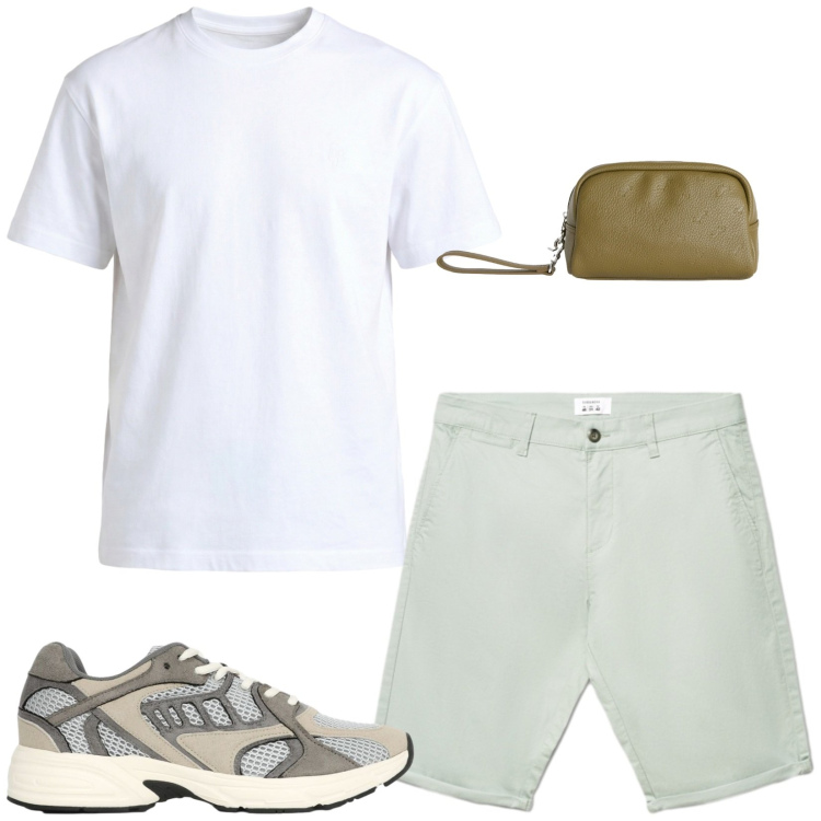 Outfit uomo - Total look #2460903. Stile Casual per Tutti i giorni. Abbinamento con borse sportive, t-shirt, shorts, sneakers.