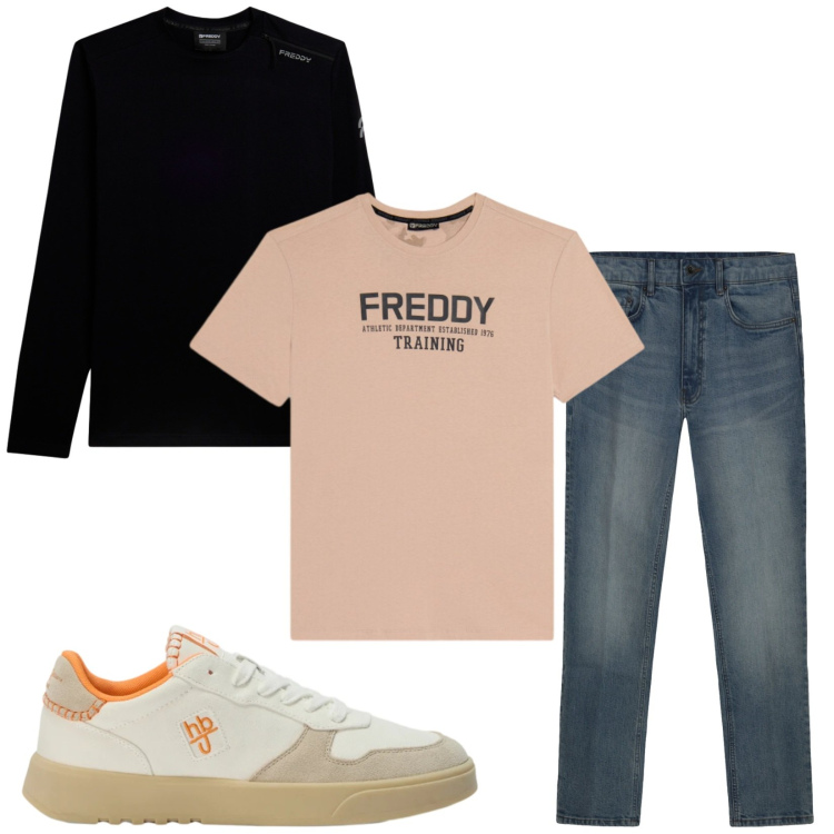 Outfit uomo - Total look #2460904. Stile Casual per Tutti i giorni. Abbinamento con sneakers, jeans, t-shirt, t-shirt.