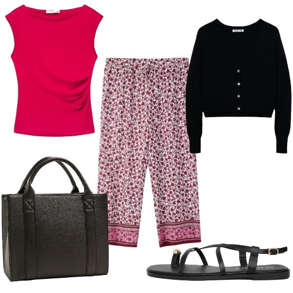 Outfit donna - Cardigan basic. Stile Casual per Tutti i giorni. Abbinamento con cardigans, pantaloni, borse tote, t-shirt, sandali.