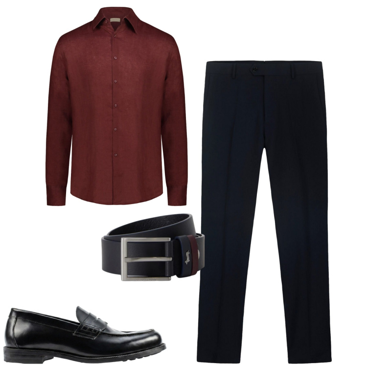 Outfit uomo - City. Stile Urban per Tutti i giorni. Abbinamento con cinture, pantaloni, camicie, scarpe stringate.