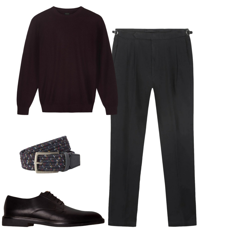 Outfit uomo - Doppelganger. Stile Urban per Tutti i giorni. Abbinamento con cinture, scarpe stringate, pantaloni, maglieria.