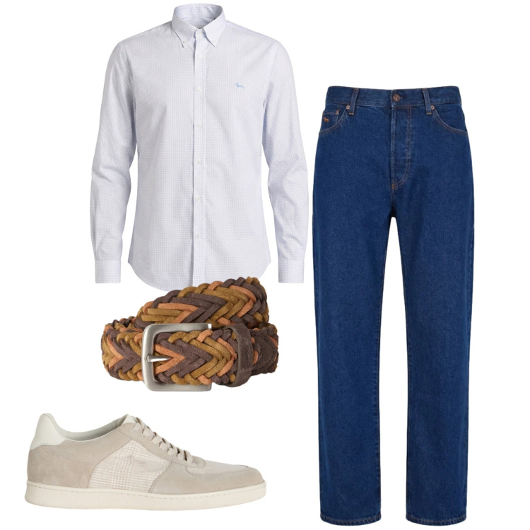 Outfit uomo - Total look #2461125. Stile Casual per Tutti i giorni. Abbinamento con camicie, sneakers, cinture, jeans.