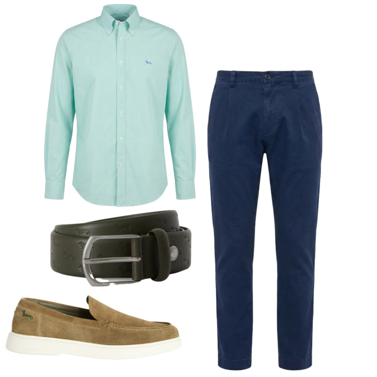 Outfit uomo - Total look #2461126. Stile Casual per Tutti i giorni. Abbinamento con camicie, pantaloni, scarpe stringate, cinture.