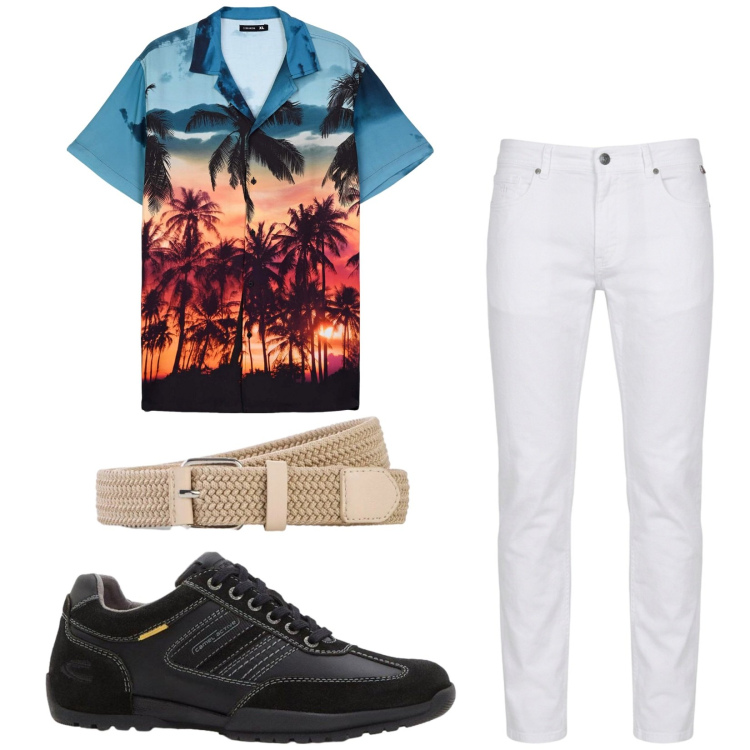 Outfit uomo - Total look #2461137. Stile Casual per Tutti i giorni. Abbinamento con cinture, sneakers, pantaloni, camicie a manica corta.