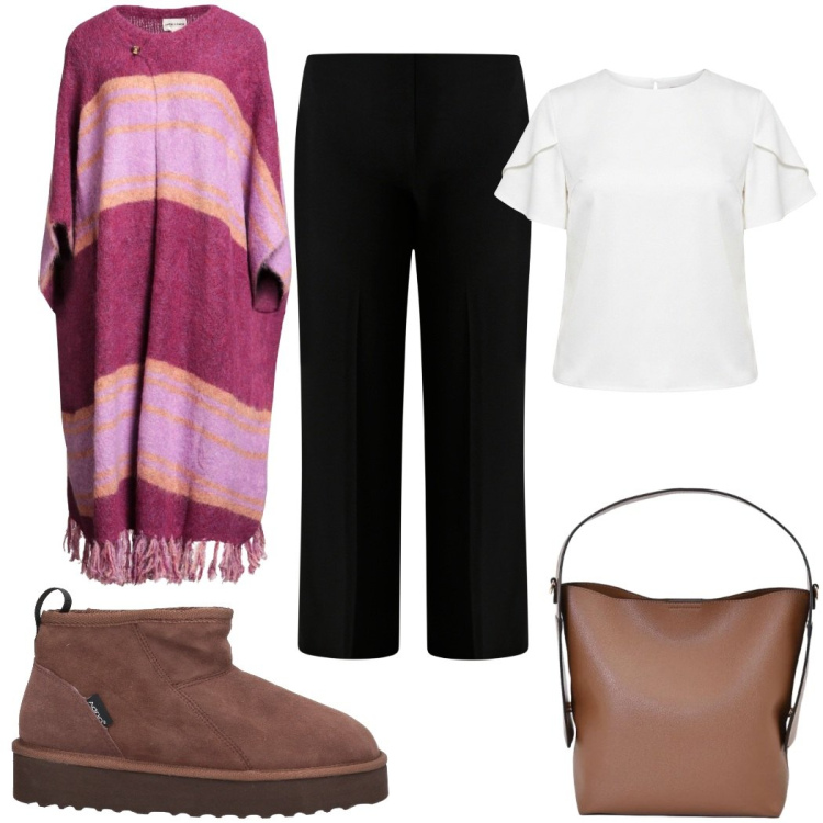 Outfit donna - Total look #2461154. Stile Etnico per Tutti i giorni. Abbinamento con cappe, stivaletti, pantaloni a palazzo, bluse, borse a mano.