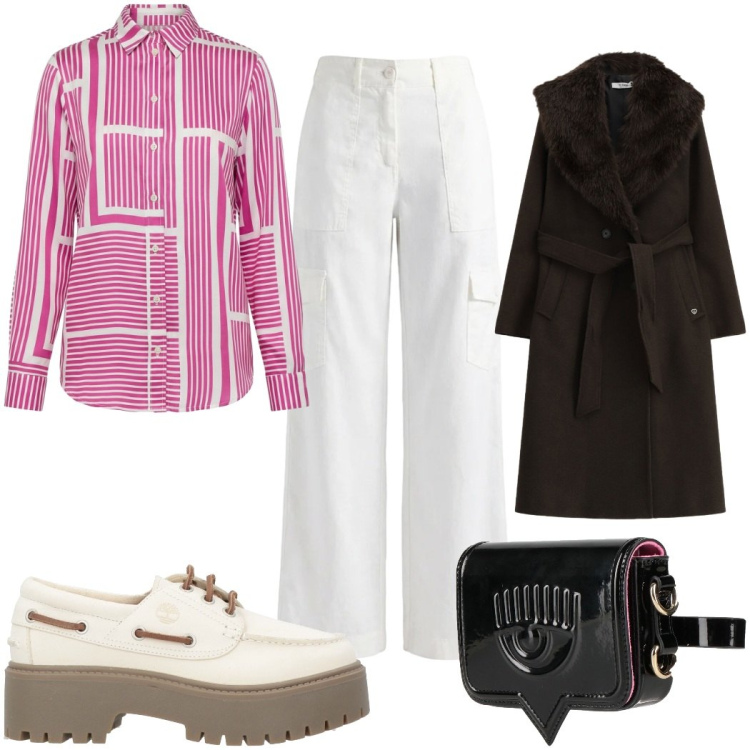 Outfit donna - Total look #2461158. Stile Casual per Tutti i giorni. Abbinamento con marsupi, mocassini, camicie, pantaloni cargo, cappotti.
