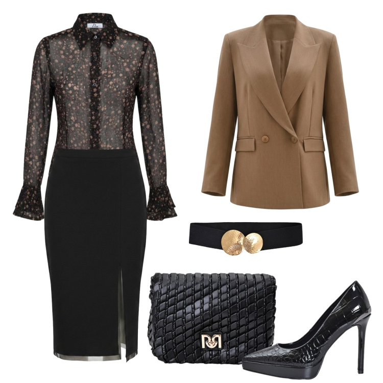 Outfit donna - La camicia in voile. Stile Chic per Cerimonia. Abbinamento con camicie, gonne longuette, blazer, borse a tracolla, cinture, décolleté.