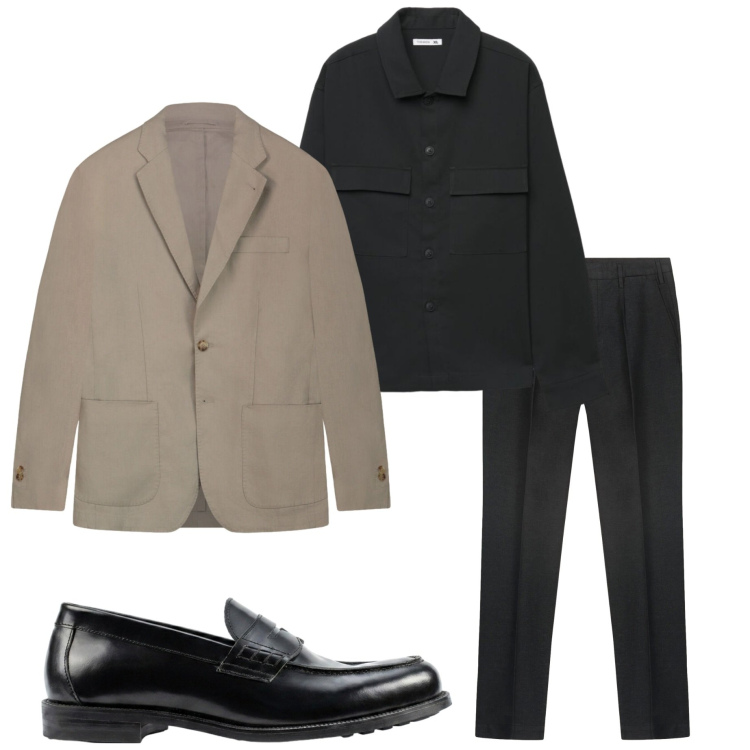 Outfit uomo - Serata fuori. Stile Business/Elegante per Serata speciale. Abbinamento con camicie, pantaloni, giacche, scarpe stringate.