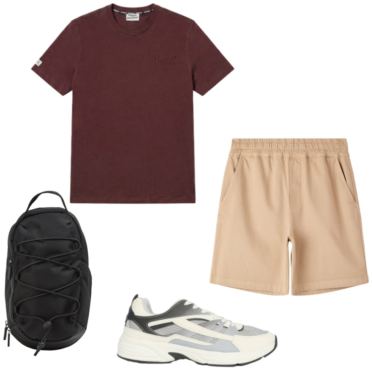 Outfit uomo - Total look #2461223. Stile Casual per Sport. Abbinamento con bermuda, sneakers, borse sportive, t-shirt.