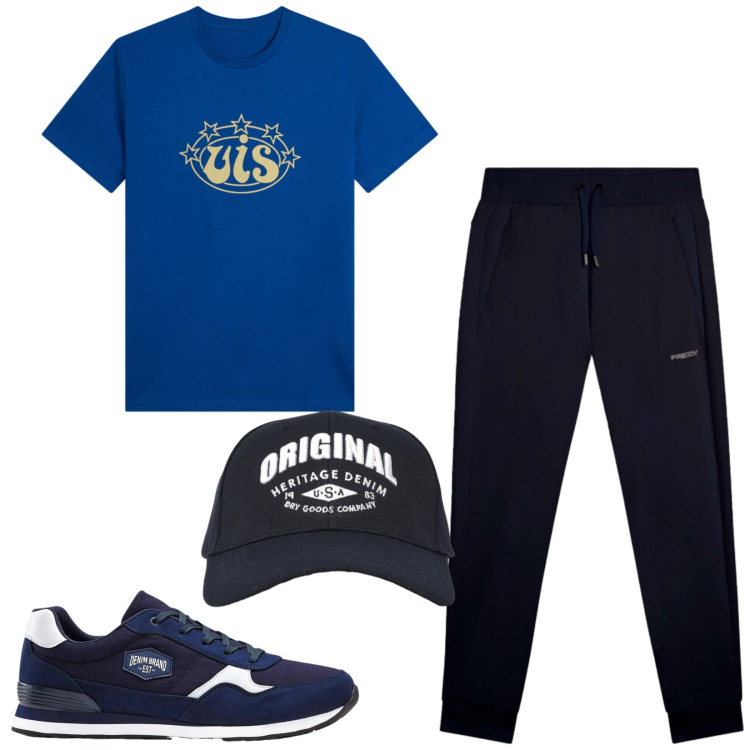Outfit uomo - Total look #2461232. Stile Casual per Sport. Abbinamento con sneakers, cappelli con visiera, pantaloni, t-shirt.