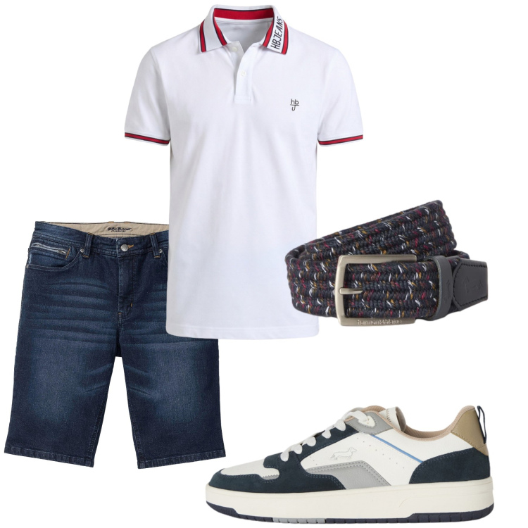 Outfit uomo - Total look #2461237. Stile Casual per Tutti i giorni. Abbinamento con bermuda, polo, sneakers, cinture.