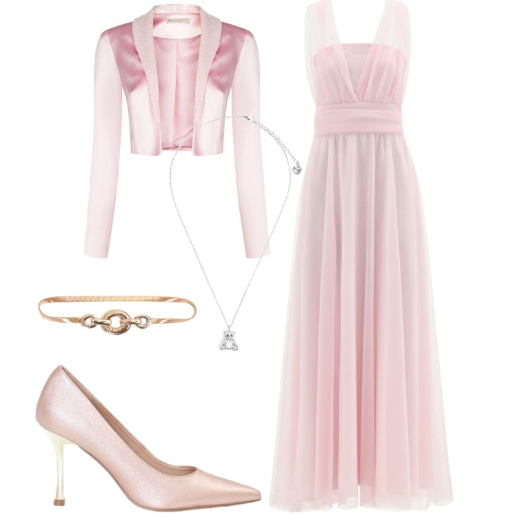 Outfit donna - Cerimonia. Stile Chic per Cerimonia. Abbinamento con vestiti lunghi, décolleté, bolero, cinture, ciondoli.